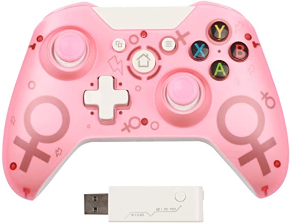 CHASDI Xbox One Wireless Controller Compatible with Xbox one, S, X, PS3 and PC with 2.4Ghz Connection (Pink)