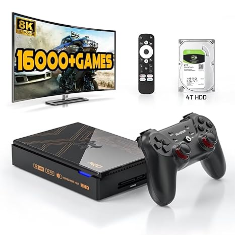 Kinhank Super Console X5 PRO Retro Game Console with 16000 Games,Android 12.0 OS,Emulator Console Support PS1/PS2,8K UHD Output,WI-FI 5,BT 5.0,AV1,RockChip RK3588S,Gigabit Ethernet,Wireless Controller