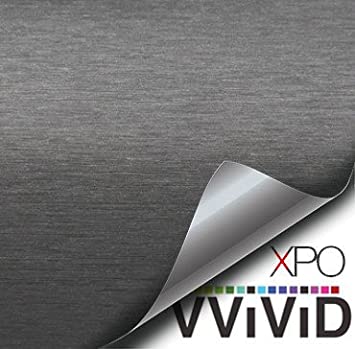 VVIVID? XPO Gunmetal Grey Brushed Metallic Steel 5ft x 3ft Vinyl Wrap Roll with Air Release Technology