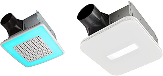 Broan-NuTone AER110RGBL ChromaComfort 110 CFM Ventilation Fan, White & Broan AER110CCTK CleanCover Bath, 110 CFM, 1.0 Sone, with Selectable CCT LED Light, Energy STARBath Fan, White