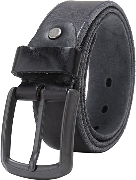 Men's Full Grain 1 1/2" Wide Leather Bridle Belt with Anti-Scratch Vintage Buckle