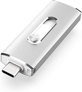 VANSUNY USB C Flash Drive, 64GB USB 3.1 Flash Drive 350Mb/s Dual Drive USB Type C Thumb Drive 64G USB C Drive Super Speed Solid State USB Drive (64G,Silver)