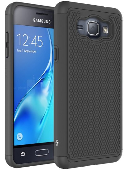 J1 2016 Case, Galaxy Amp 2 Case, Galaxy Express 3 Case, LK [Shock Absorption] Hybrid Dual Layer Armor Defender Protective Case Cover for Samsung Galaxy J1 2016 / Amp 2 / Express 3 (Black)