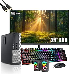 Dell OptiPlex 7010 SFF Desktop Computer with 24" Full HD Monitor Bundle PC Set, Core i5-3570,16GB RAM, 256GB SSD, Keyboard and Mouse, WiFi, Windows 10 Pro (Renewed)