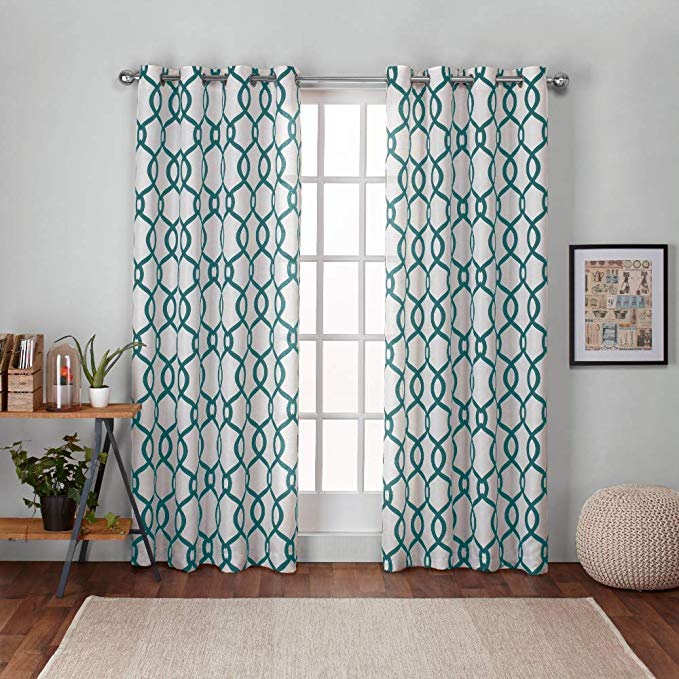 Exclusive Home Curtains Kochi Linen Blend Grommet Top Curtain Panel Pair, 54x84, Teal, 2 Piece
