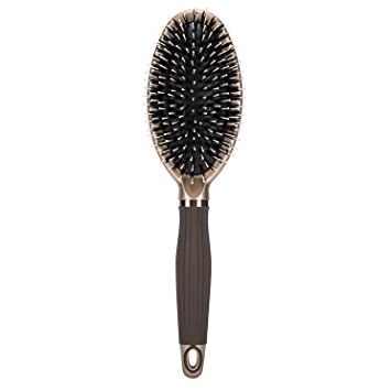 Boar Bristle Paddle Hair Brush for Men & Women,Hair Comb for Hair Straightening & Smoothing ,for Wet hair and Dry hair (GOLDEN)