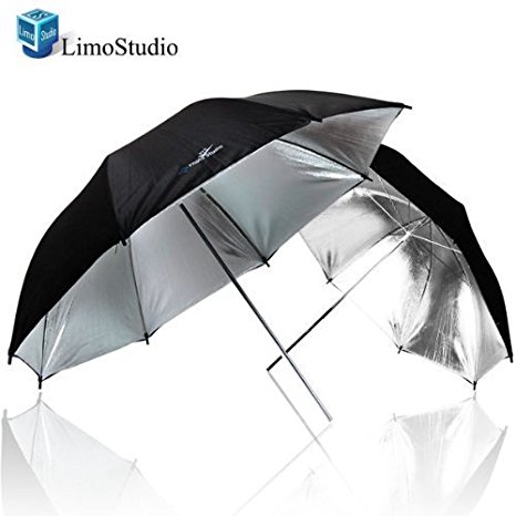 LimoStudio 2 x 33" Double Layer Black/Silver Photo Studio Reflector Umbrella, AGG127