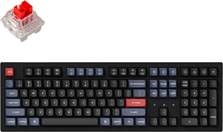 Keychron K10 Pro QMK/VIA Wireless Custom Mechanical Keyboard, Full Size Programmable Macro with Hot-swappable Gateron G Pro Red Switch, PBT keycap, for Win/Mac/Linux System,White Backlit