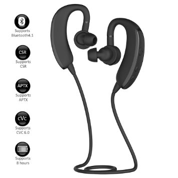 Maxbo New Bluetooth Headphones V4.1 CVC 6.0 Wireless Sport dual Stereo In-Ear Noise Cancelling Sweatproof Headset [ Gym / Running / Exercise / Sports / Sweatproof ]
