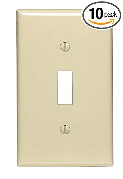 Leviton PJ1-IM 1-Gang Toggle Switch Wallplate, 10-Pack, Ivory