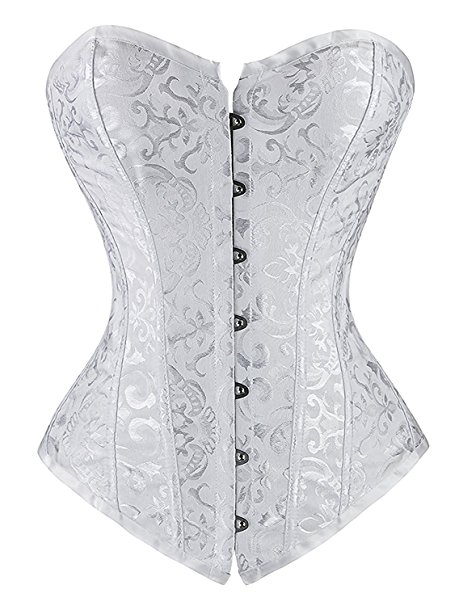 Camellias Women Sexy Plus Size Overbust Corset Bustier Top Bridal Dress Lingerie Set with G-String