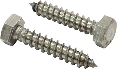 5/16" x 1-1/2" Stainless Hex Lag Bolt Screws, (25 Pack) 304 (18-8) Stainless Steel.