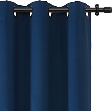 Rose Home Fashion RHF Blackout Thermal Insulated Curtain - Antique Bronze Grommet Top for Bedroom or Living Room, Grommet Curtain, Sold as 1 Panel, 52W by 84L Inches-Navy