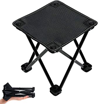 SUBLEER Portable Folding Stool Collapsible Camping Chairs Small Outdoor for Adult Hiking Fishing Beach (Black)