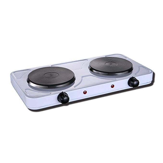Double Hot Plate, 2000W Stainless Steel Portable Stove with Dual Temperature Control (Double 110V)