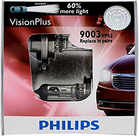 Philips 9003 VisionPlus Replacement Bulb, (Pack of 2)