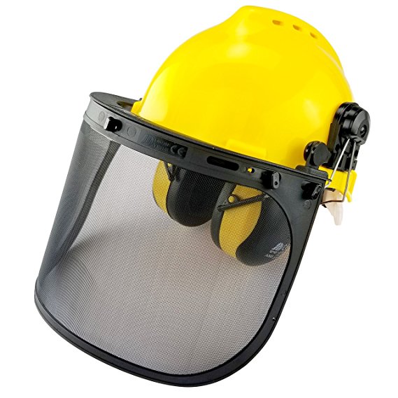 Neiko 53880A 4-in-1 Safety Helmet with Hearing and Face Protection, Heavy Duty Hard Hat | Removable Ear Muffs and Visors