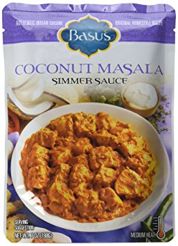 Basu’sHomeStyle Coconut Masala Simmering Sauce pouch (7oz x 8 pack) - Indian curry flavors from home
