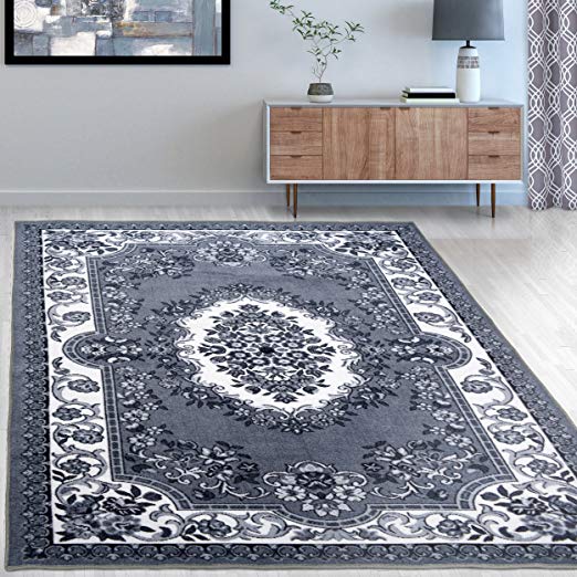 Superior's Designer Non-slip Seraphina Area Rug; Digitally Printed, Low Maintenance, Affordable and Fashionable, Black White - 8' x 10'