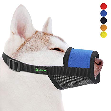 Soft Dog Muzzle with Hook & Loop for Small, Medium and Large Dogs,Prevent from Biting, Barking and Chewing, Adjustable