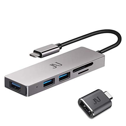 USB C hub, USB C to 3 USB 3.0 Ports  MicroSD/SD Card Reader 5-in-1 Adapter, JAJ Thunderbolt 3 hub, for MacBook Air 2018, MacBook Pro 2019-2016, Surface Go/Book 2, ChromeBook and More