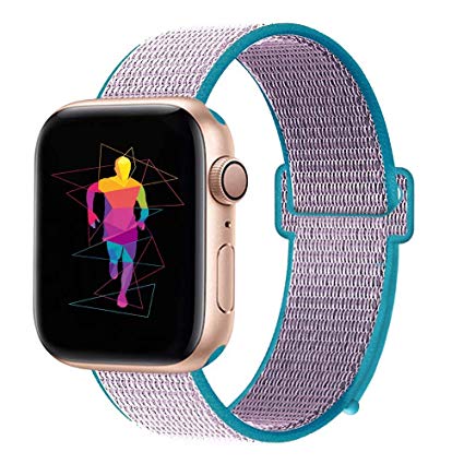 INTENY Sport Band Compatible with Apple Watch 38mm 40mm 42mm 44mm, Soft Lightweight Breathable Nylon Sport Loop, Strap Replacement for iWatch Series 4, Series 3, Series 2, Series 1