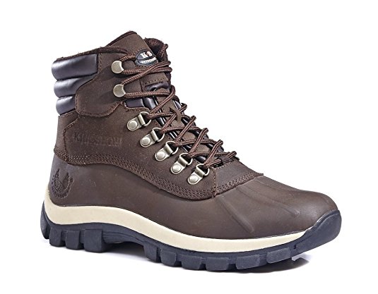 Kingshow - Mens Warm Waterproof Winter Leather High Height Snow Boot