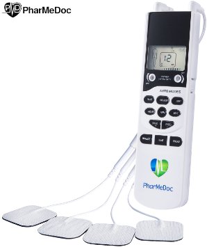 PharMeDoc TENS Unit Electronic Pulse Massager for Total Body Pain Relief & Massage Therapy - Muscle Stimulator for Back Pain, OTC Pain Management & Rehabilitation - FDA & ISO Certified Electrotherapy
