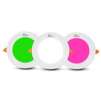 Murphy 7W 3-in-1 Round LED Conceal Panel Light Color Changing Light (Cool White/Green/Pink, Pack of 15)