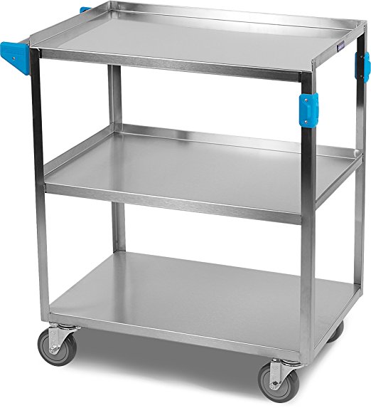 Carlisle UC3031827 Stainless Steel 18-8 Utility Cart, 300-lb. Capacity, 34" x 18" x 27", 3 Shelf