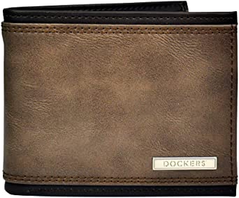 Dockers Men's Bifold Leather Wallet - Thin Slimfold Extra Capacity