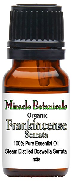 Miracle Botanicals Organic Frankincense Essential Oil - 100% Pure Boswellia Serrata - 10ml or 30ml Sizes - Therapeutic Grade - India 10ml