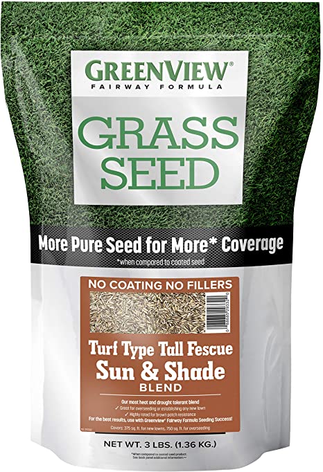 GreenView 2829346 Fairway Formula Grass Seed Turf Type Tall Fescue Sun & Shade Blend, 3 lb