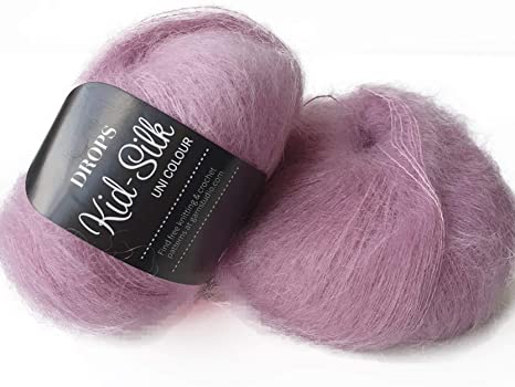 Mohair and Silk Yarn Drops Kid-Silk, 0 or Lace, 2 Ply, 0.9 oz 230 Yards per Ball (04 Old Pink)