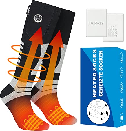 Heated Socks for Men Women, Rechargeable Electric Heated Socks 5V 5000mah Battery, 3-Gear Thermal Heating Cotton Socks Warm, Camping Foot Warmers for Ski Hiking Fishing Hunting