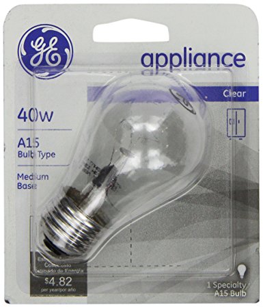 GE 15206, 40-Watt, Appliance Bulb, Medium Base, A15 Bulb Shape, 1-pk, 120-Volt