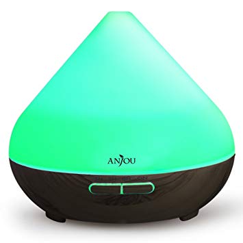 Essential Oils Diffuser, Anjou 300ml Aromatherapy Diffusers Ultrasonic Aroma Humidifier with Cool Mist Waterless Auto Shut-Off, 4 Timer Settings, 7 Color LED Lights