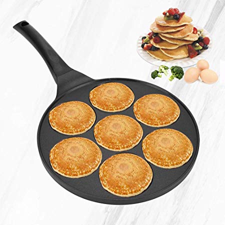 Ejoyway Pancake Pan Emoji Smiley Cake Griddle with 7 Unique Flapjack Faces Black Nonstick Coating