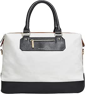 The Honest Company Crosstown Carryall Travel Tote | Diaper Bag with Changing Pad | Cream-Colored Coated Cotton Canvas with Vegan Leather Trim   Gold Hardware | PVC-Free Lining | 17 x 7 x 12