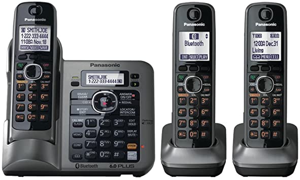 Panasonic KX-TG7643M dect 6.0 Link-to-Cell Bluetooth Cordless Phone with 3-Handsets