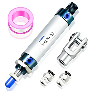 Tailonz Pneumaitc 20mm Bore 50mm Stroke Air Cylinder Double Action with Y Connector and 2Pcs 6mm Fitting MAL20x50