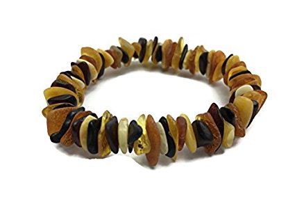 Arthritis Bracelet 8 Inch Carpal Tunnel Swelling Baltic Amber anti-inflammatory Adult Raw Unpolished Multi Cherry Milk Honey Cognac Stretch Man Woman Certified Authentic (1 Pack)