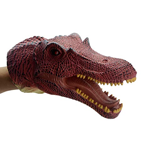 Passionfun Realistic Dinosaur Hand Puppet - Spinosaurus | Soft Rubber Dinosaur Role Play Toys Kids Ages 3
