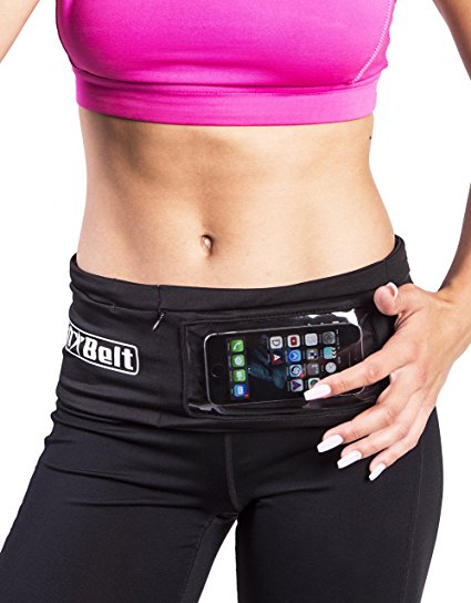 FitBelt - Running Belt with zipper for iPhone 6 / 6 Plus & Android Smartphones   Touchscreen Compatible - 2-in-1 Fashionable colors & Free Running Guide