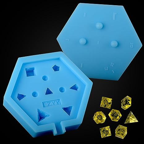 DND Dice Mold Silicone 7 Standard Polyhedral Sharp Edge Dice Slab Mould for D&D, Tabletop RPG