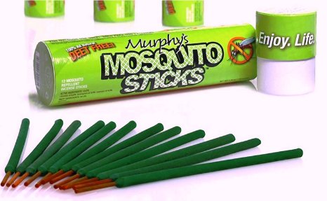 Murphy's Mosquito Sticks - All Natural Insect Repellent Incense Sticks - Bamboo Infused with Citronella, Lemongrass & Rosemary - 12 Per Tube