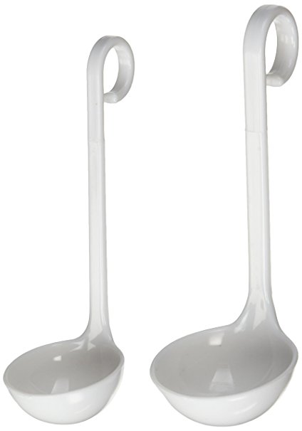 ChefLand White Plastic Mini Ladle, 1-Ounce and 1.5-Ounce, White, Set of 2