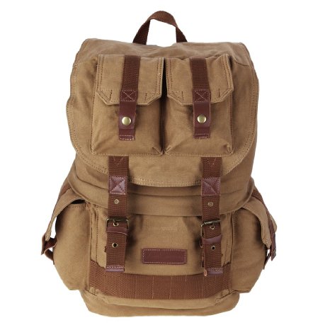 Koolertron Canvas DSLR SLR Camera Shoulder Bag Backpack Rucksack Bag With Waterproof Cover For Sony Canon Nikon Olympus