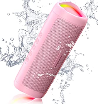 Bluetooth Speaker, IPX5 Waterproof Speaker with HD Sound, Up to 24H Playtime, TWS Pairing, BT5.3, Portable Wireless Speakers for Home/Party/Outdoor/Beach, Electronic Gadgets, Birthday Gift (Pink)