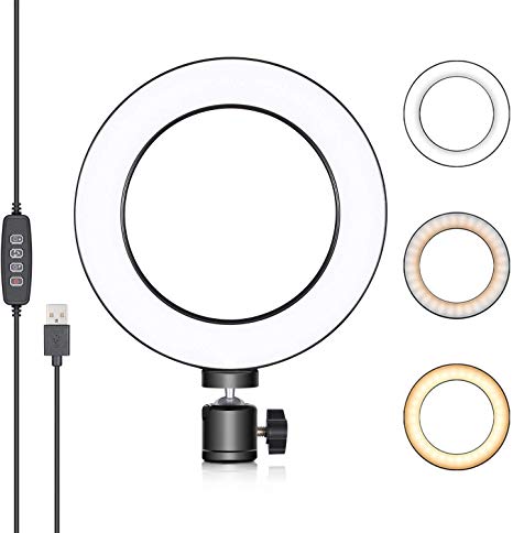 Neewer LED Ring Light 6-inch for YouTube Video Live Streaming Makeup Selfie, Desktop Mini USB Camera LED Light with 3 Light Modes and 11 Brightness Level